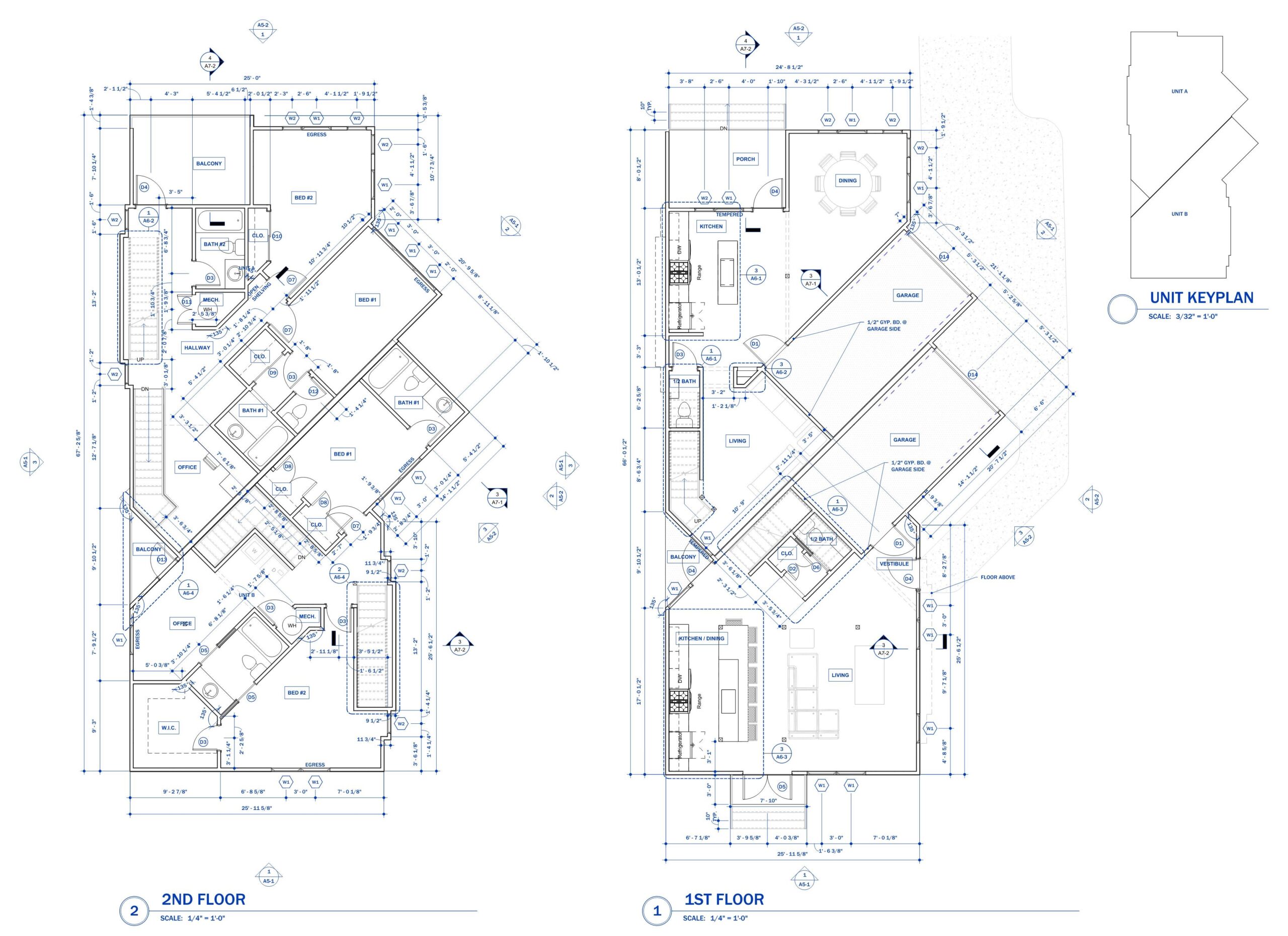 Construction Document Floor Plans – Ladd St Duplex